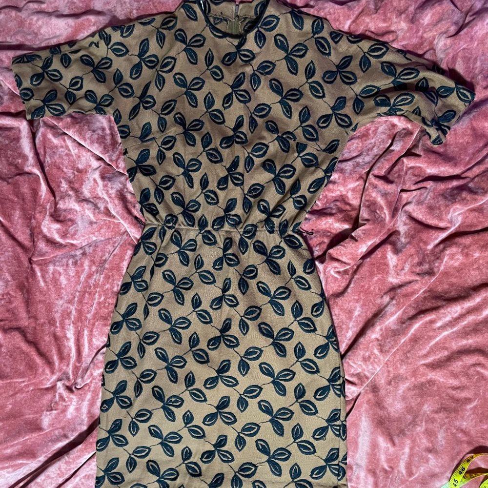 Brown and Black Vintage Pencil Dress